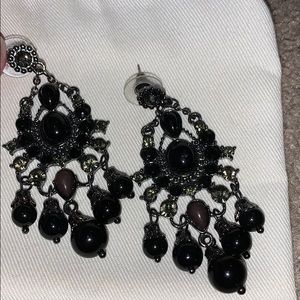 Black and diamond earrings. Never worn